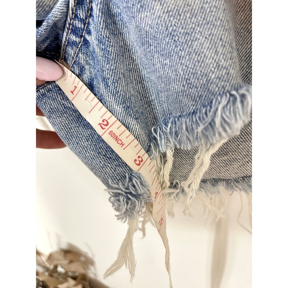 New! MOUSSY VINTAGE Mathews Cut Off Short Light Blue Distressed Raw Hem Denim 28 - Picture 15 of 16